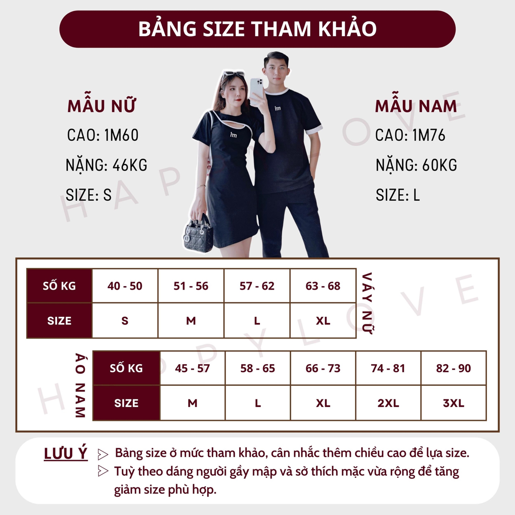 Đồ cặp nam nữ set áo váy đôi mùa hè màu đen HAPPYLOVE chất đẹp thời trang couple M046