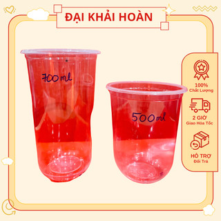 50 Ly nhựa đáy bầu 360ml - 500ml - 700ml Có Nắp |Ly nhựa| Ly đựng trà sữa| Ly cà phê.