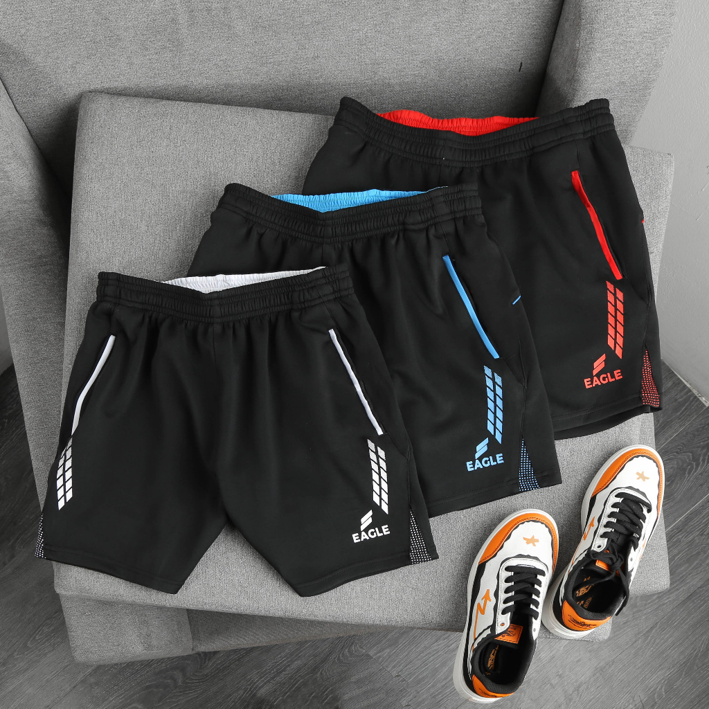 Quần đùi nam Eagle running viền màu thể thao cao cấp phù hợp chạy bộ tập gym cầu lông bóng chuyền