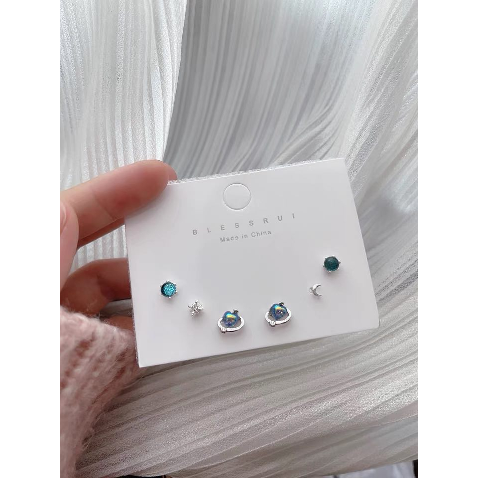 Set bông tai đá galaxy xinh xắn