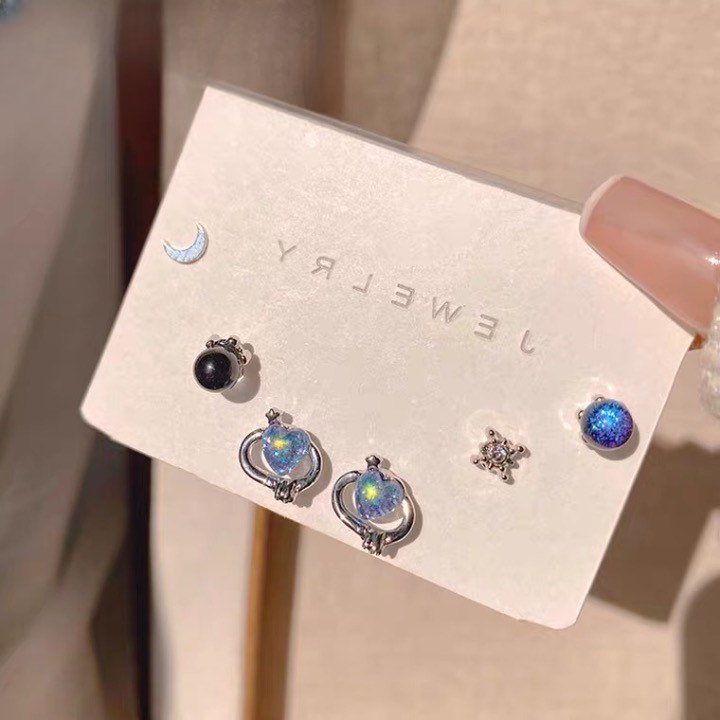 Set bông tai đá galaxy xinh xắn