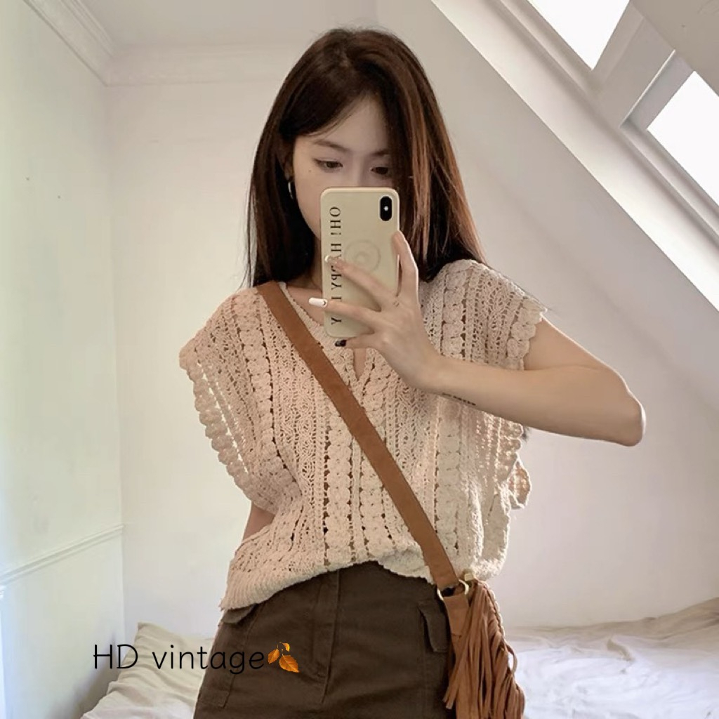 Áo gile ren cổ V nữ xinh 1993s Boutique