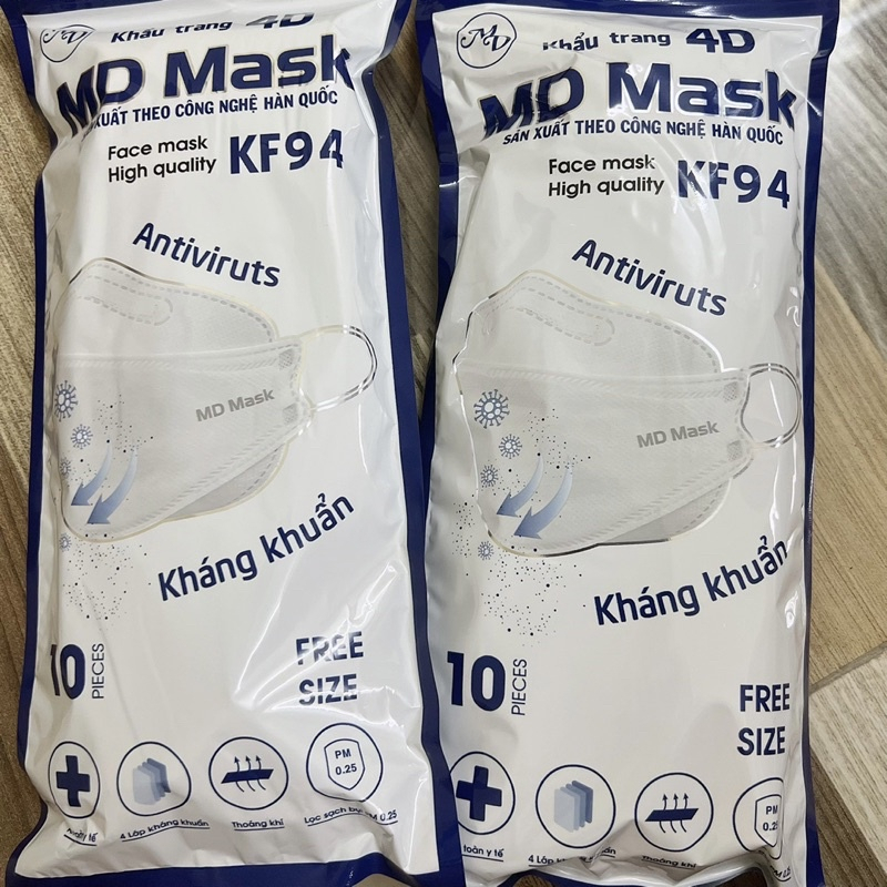 Khẩu Trang KF94 Md Mask - Khẩu Trang 4D Hàn Quốc 4 Lớp Kháng Khuẩn