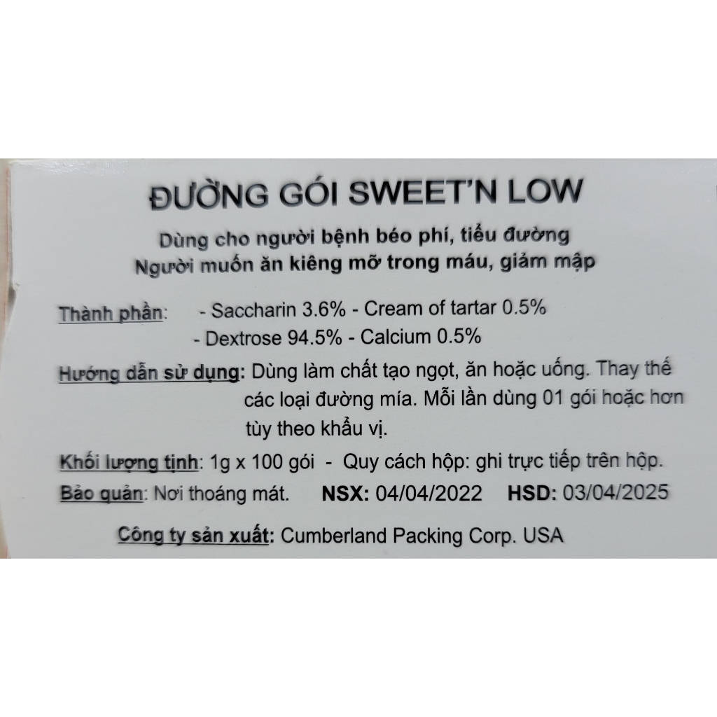 ĐƯỜNG ĂN KIÊNG Báo Hồng SWEET’N LOW Zero Calorie Sweetener