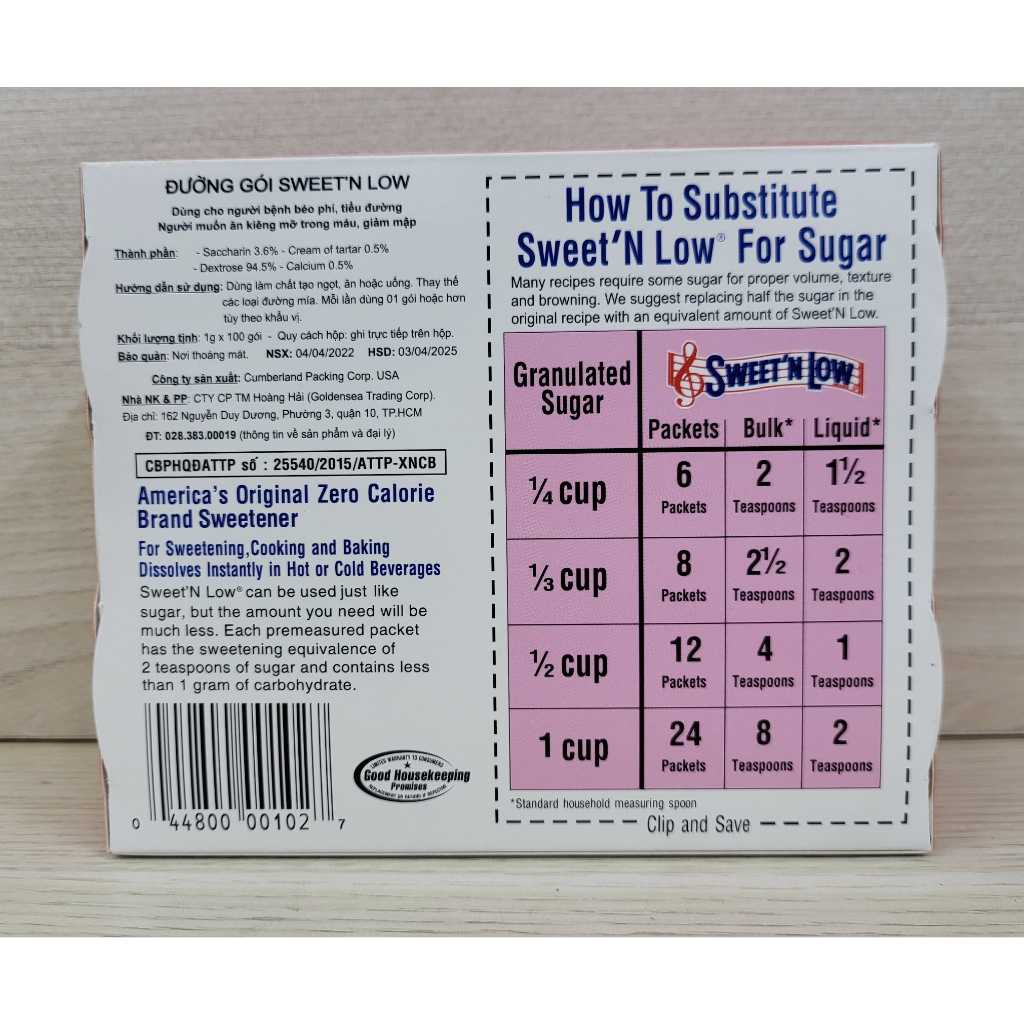 ĐƯỜNG ĂN KIÊNG Báo Hồng SWEET’N LOW Zero Calorie Sweetener