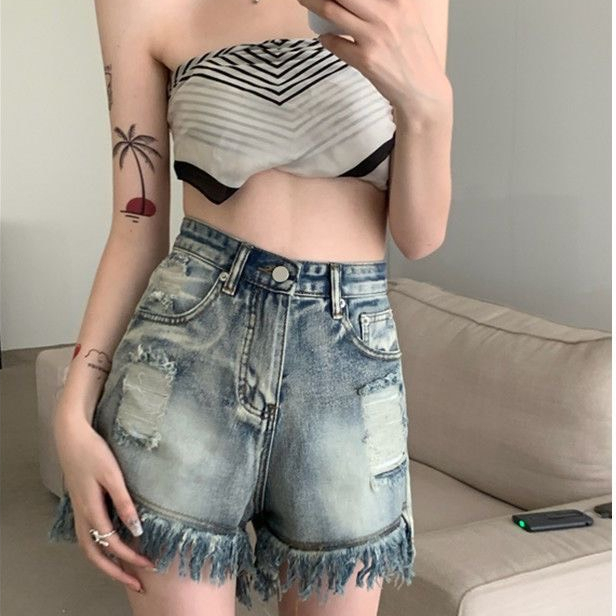Quần jeans xám khói rách nhẹ sexy , sang chảnh dành cho nữ