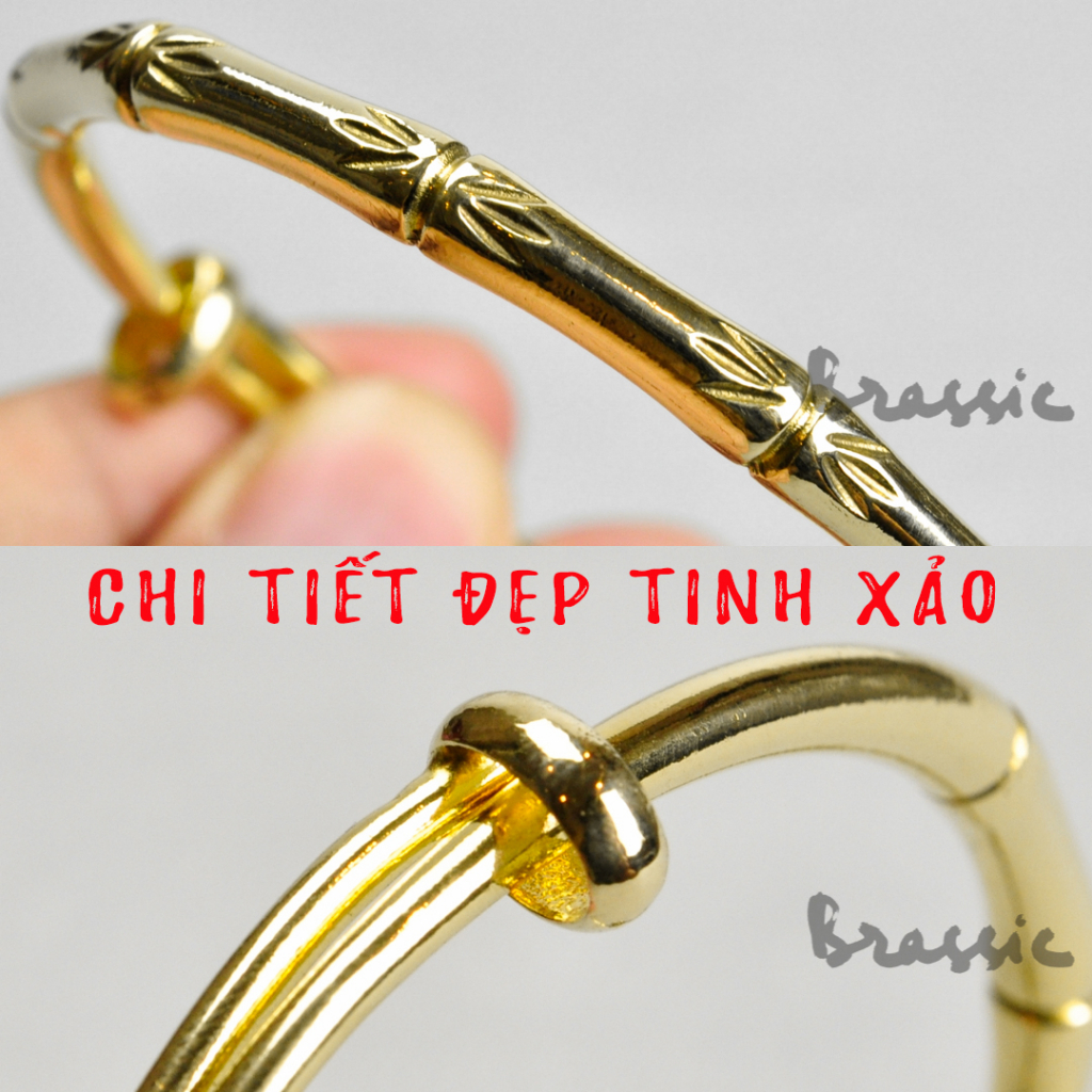 Vòng tay nữ đồng vàng 100% hình cây trúc đẹp trang nhã Brassic VT42