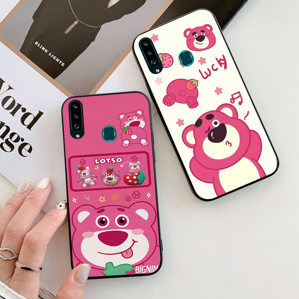 Ốp lưng Samsung a20s in hình gấu dâu cute siêu dễ thương
