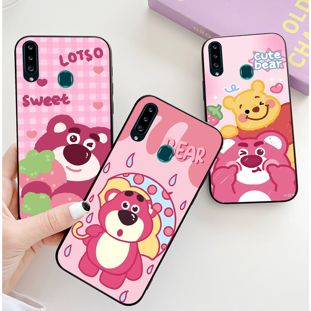 Ốp lưng Samsung a20s in hình gấu dâu cute siêu dễ thương