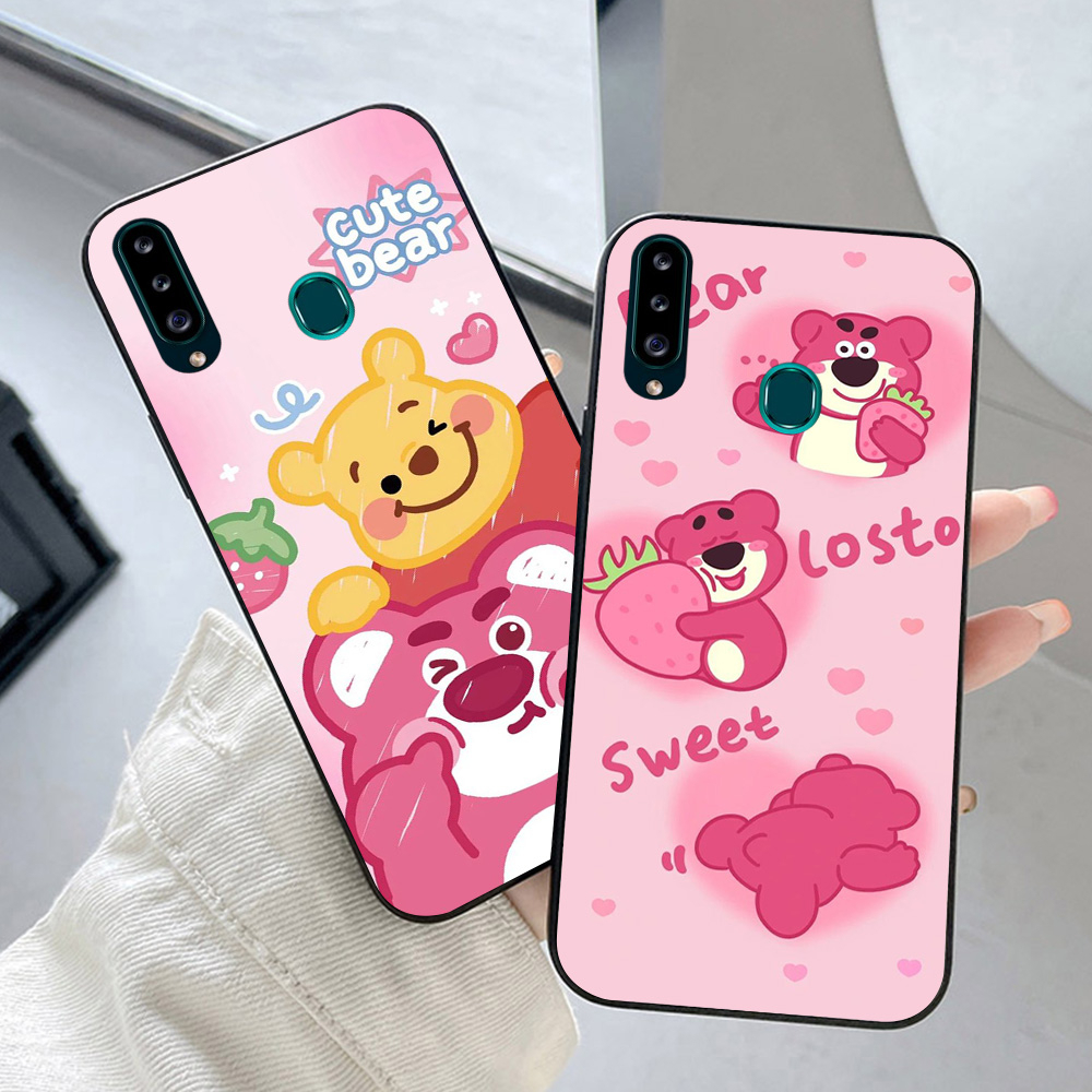 Ốp lưng Samsung a20s in hình gấu dâu cute siêu dễ thương