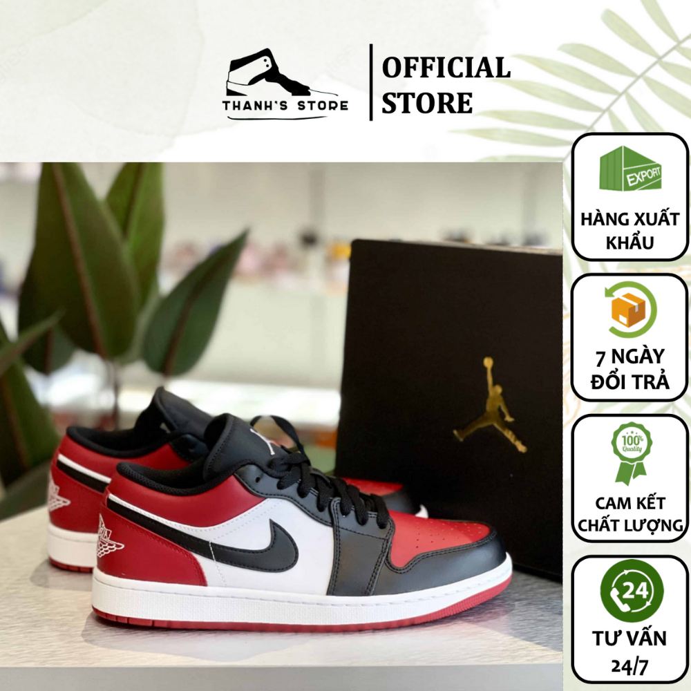 Giày thể thao nam nữ trắng đỏ giày AIR JORDAN 1 LOW BRED TOE _ hàng xuất khẩu thời trang đẹp - NJ1LBT