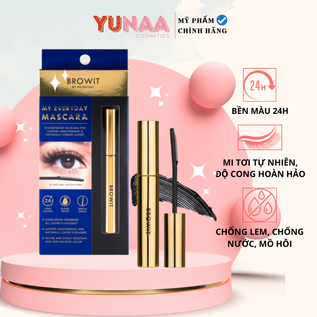 Mascara NongChat Browit Thái Lan dày, dài mi, không lem, không trôi, không vón cục - chuyên dụng cho makeup