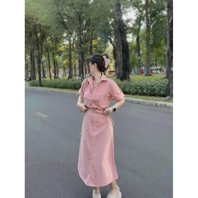 SET ÁO SƠ MI CHÂN VÁY KAKI SIÊU HOT