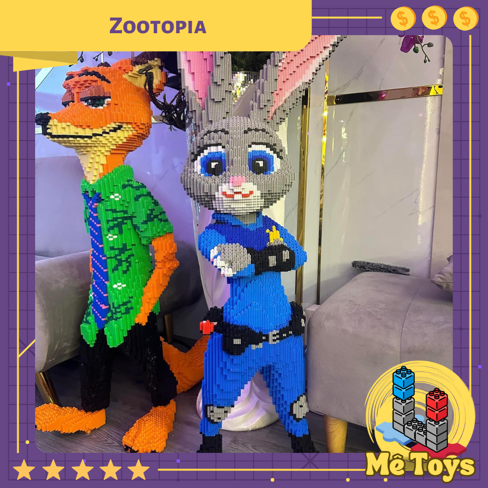Đồ Chơi Lắp Ráp Mô Hình Nhân Vật Hoạt Hình Zootopia Cáo Thỏ 115cm
