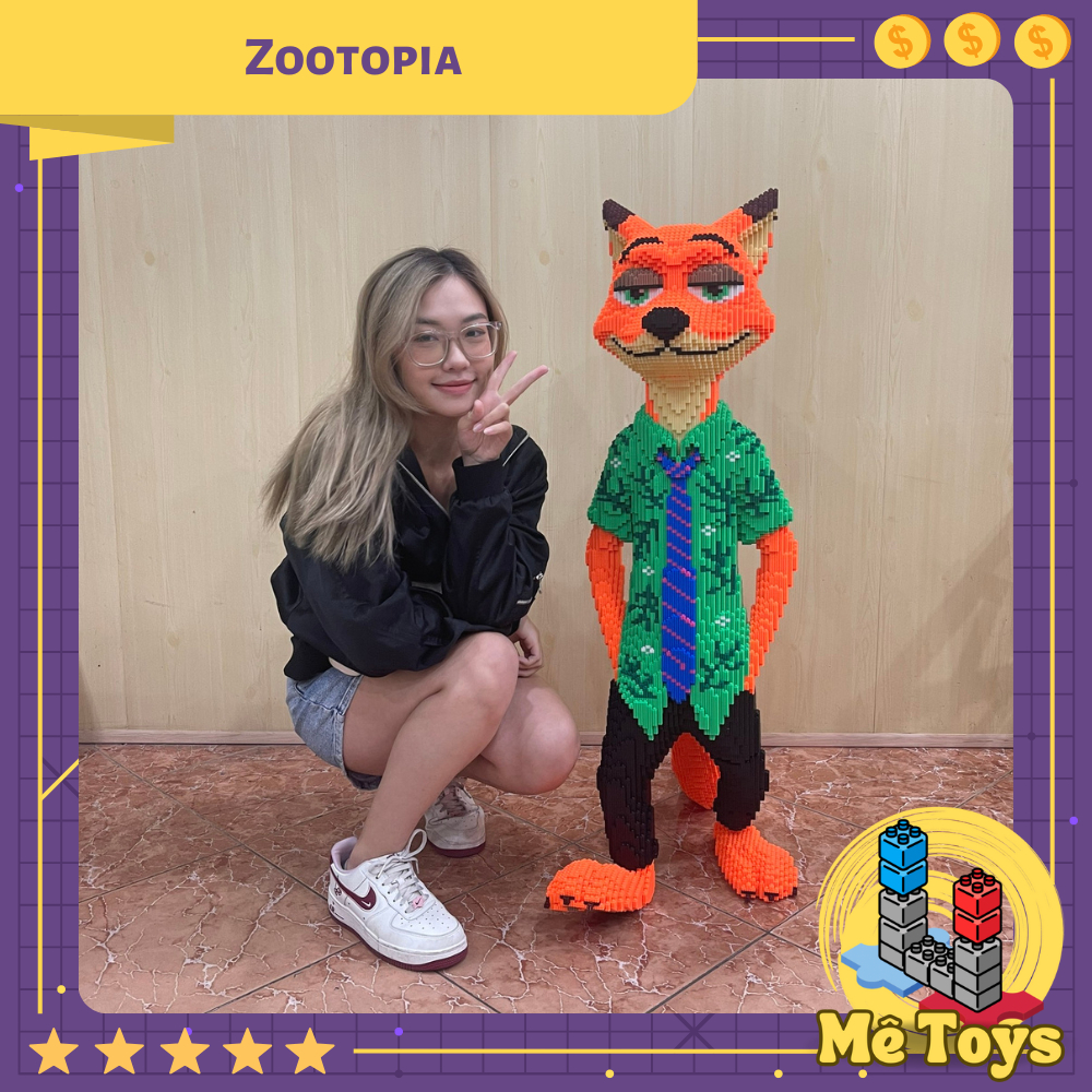 Đồ Chơi Lắp Ráp Mô Hình Nhân Vật Hoạt Hình Zootopia Cáo Thỏ 115cm