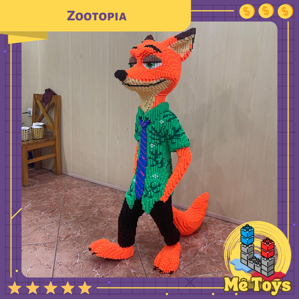 Đồ Chơi Lắp Ráp Mô Hình Nhân Vật Hoạt Hình Zootopia Cáo Thỏ 115cm