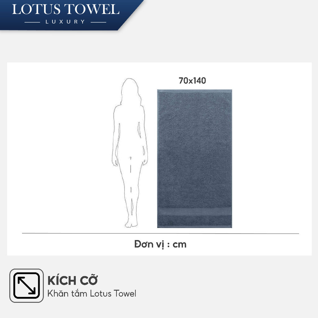 Khăn Tắm 70x140cm LOTUS TOWEL 100% Cotton Cao Cấp Mềm Mịn Thấm Hút Không Ra Màu