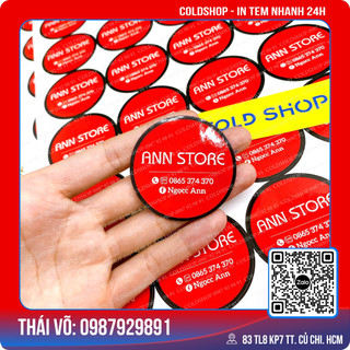 1000 tem nhựa - decal dán chống nước size 4cm in theo yêu cầu