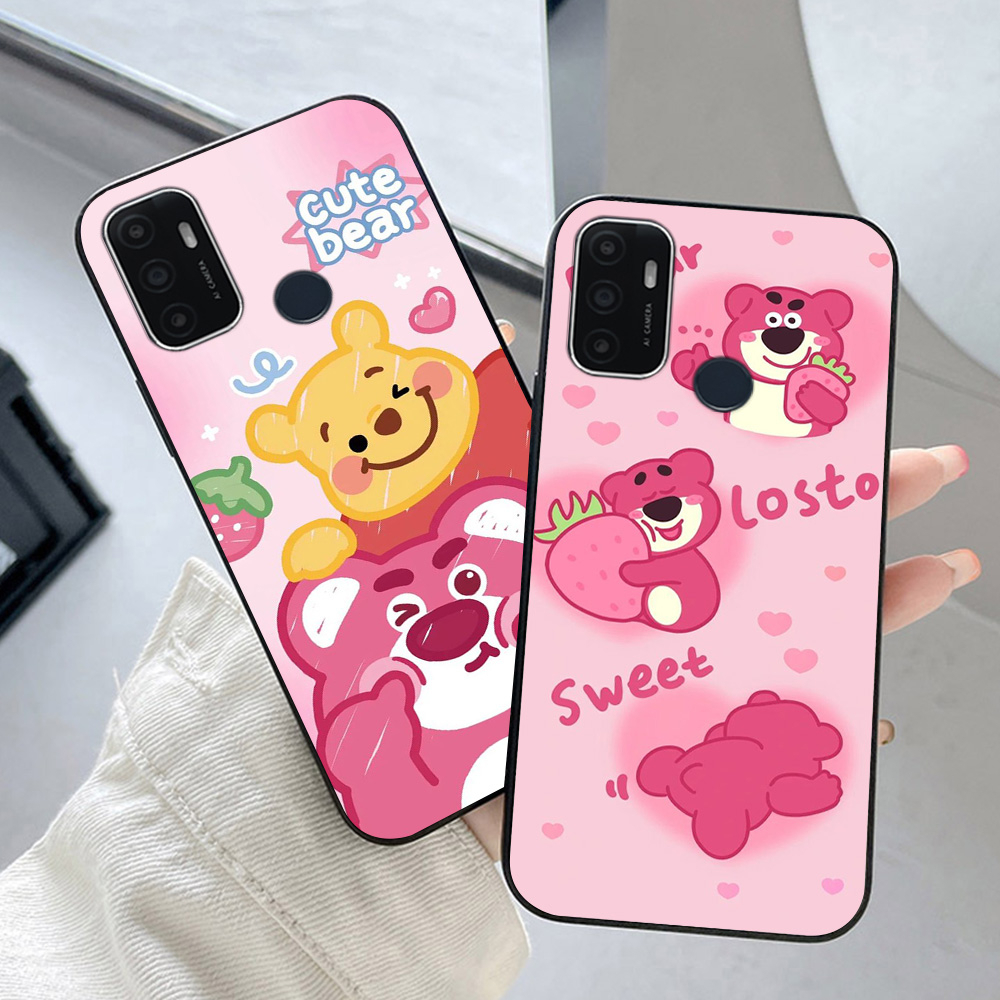 Ốp lưng oppo a53 2020 in hình gấu dâu cute siêu dễ thương