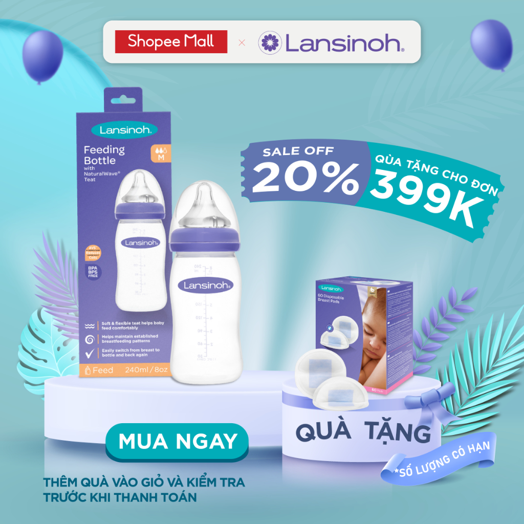 Bình sữa PP Plus Lansinoh 240ML