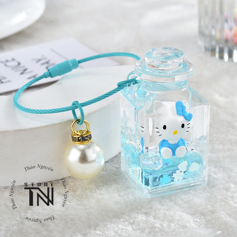 Móc khoá acrylic trong suốt hình mèo, móc khóa nước treo balo túi xách