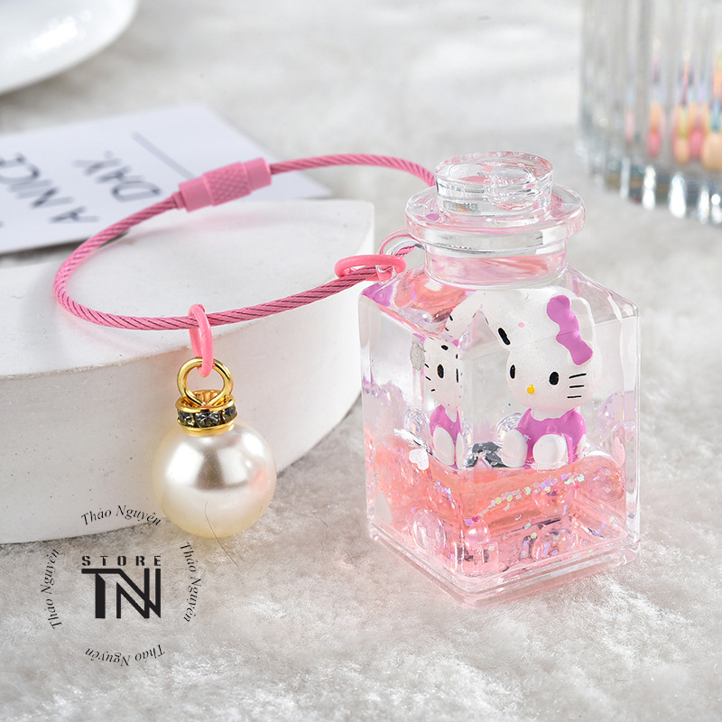 Móc khoá acrylic trong suốt hình mèo, móc khóa nước treo balo túi xách