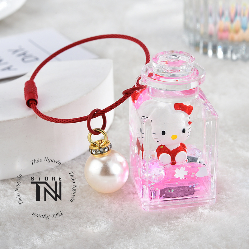 Móc khoá acrylic trong suốt hình mèo, móc khóa nước treo balo túi xách