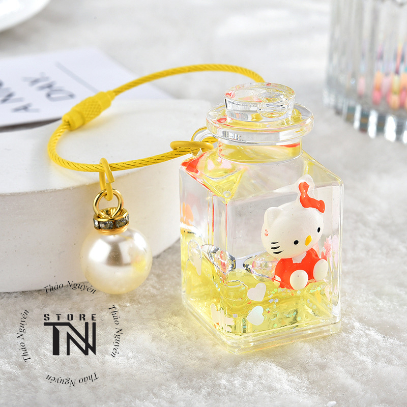Móc khoá acrylic trong suốt hình mèo, móc khóa nước treo balo túi xách