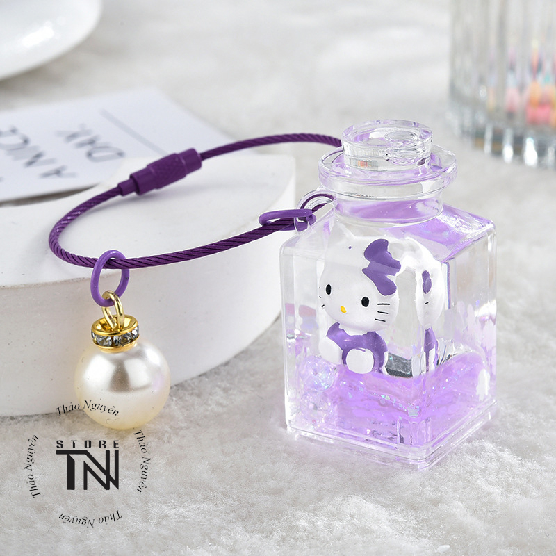 Móc khoá acrylic trong suốt hình mèo, móc khóa nước treo balo túi xách