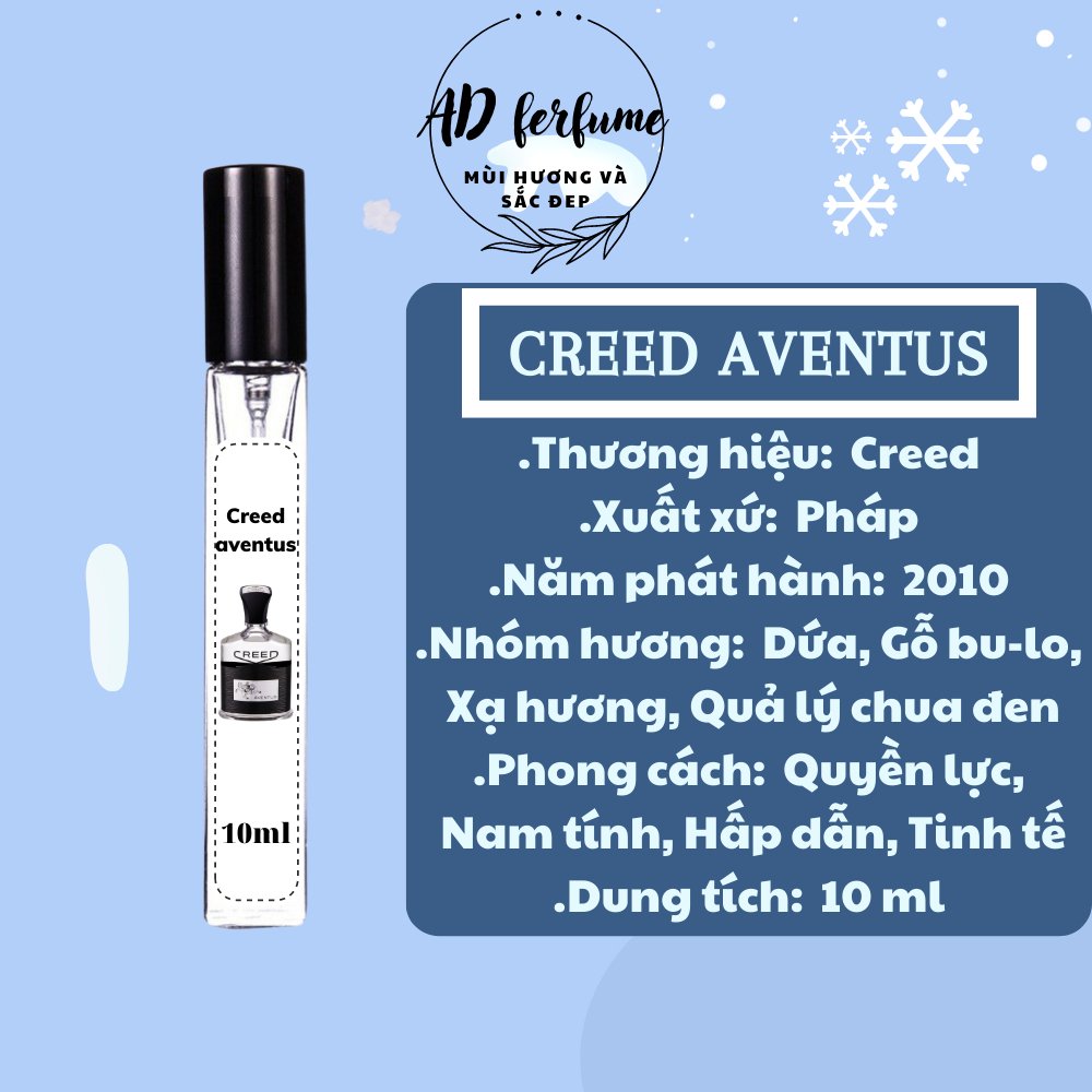 Nước hoa nam Creed Aventus chiết 10ml chính hãng thơm lâu – Dầu thơm nam lưu hương lâu quyến rũ đẳng cấp