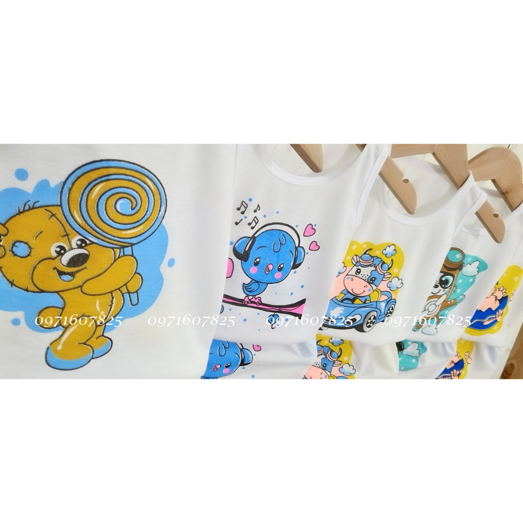 Combo 5 bộ quần áo cotton gà chip cho bé từ kg 3-14kg