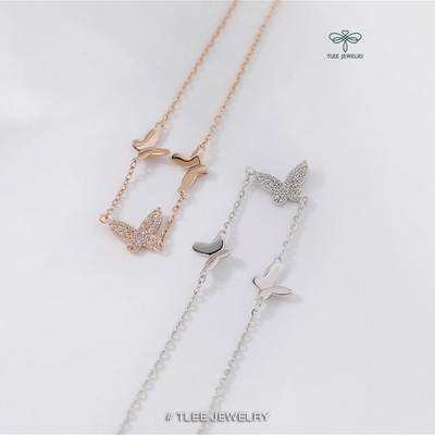 Lắc tay bạc nữ TLEE cánh hồ điệp nạm đá lấp lánh nữ tính TLEE JEWELRY LT0171