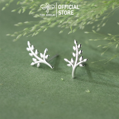 Khuyên tai bạc nữ TLEE tán lá trơn basic TLEE JEWELRY B0398