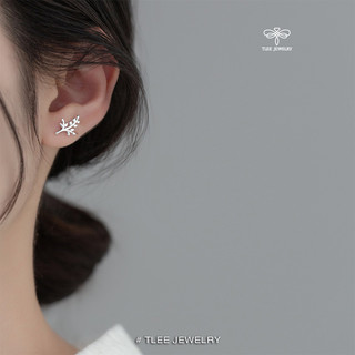 Khuyên tai bạc nữ TLEE tán lá trơn basic TLEE JEWELRY B0398
