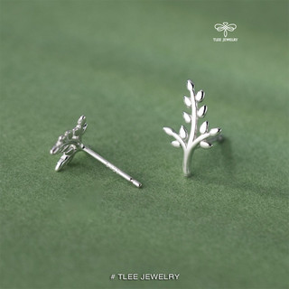 Khuyên tai bạc nữ TLEE tán lá trơn basic TLEE JEWELRY B0398