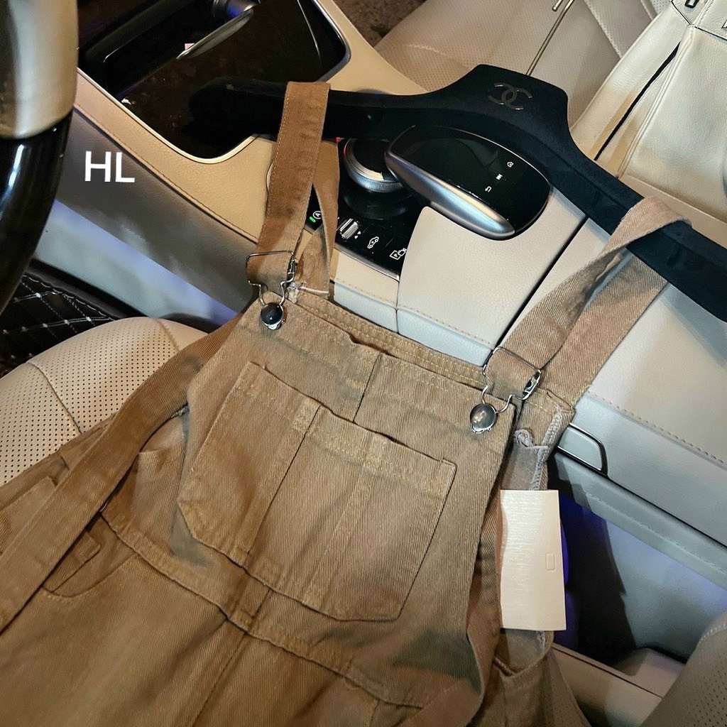 Yếm bò màu nâu mẫu mới phong cách Hàn Quốc, YẾM NÂU DÁNG VÁY 3 SIZE SML