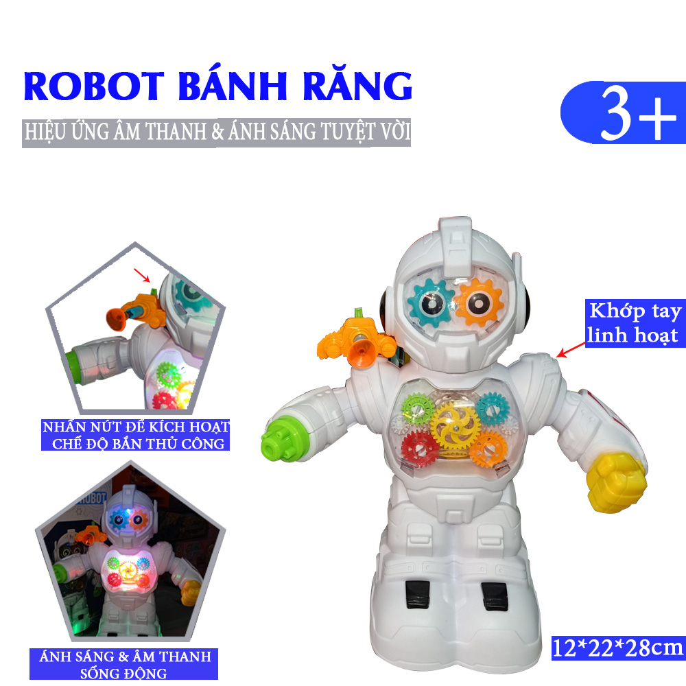 Đồ chơi robot chất lượng cao có đèn có nhạc di chuyển cảm ứng né vật cản quà tặng sinh nhật ý nghĩa cho bé trai bé gái