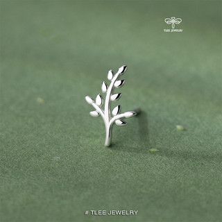 Khuyên tai bạc nữ TLEE tán lá trơn basic TLEE JEWELRY B0398