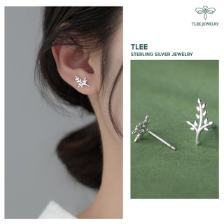 Khuyên tai bạc nữ TLEE tán lá trơn basic TLEE JEWELRY B0398