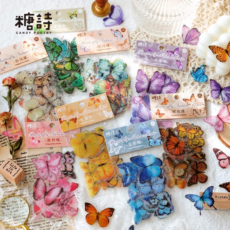 Set 40 sticker nhựa hình bướm