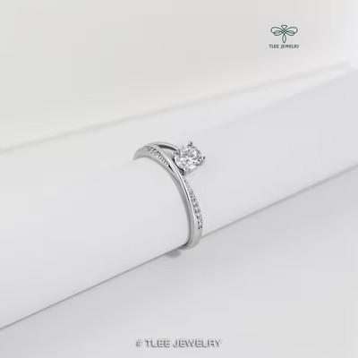 Nhẫn bạc nữ TLEE đá chéo glossy nữ tính TleeJewerly A0350
