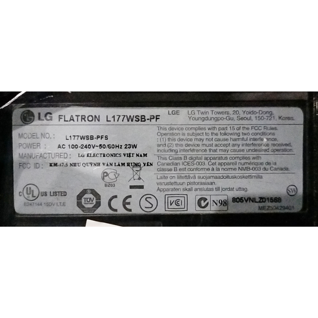Vỏ màn hình máy tính LG Flatron L177WSB