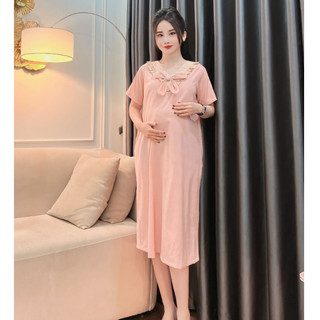 Váy bầu công sở dáng xuông nơ ngực