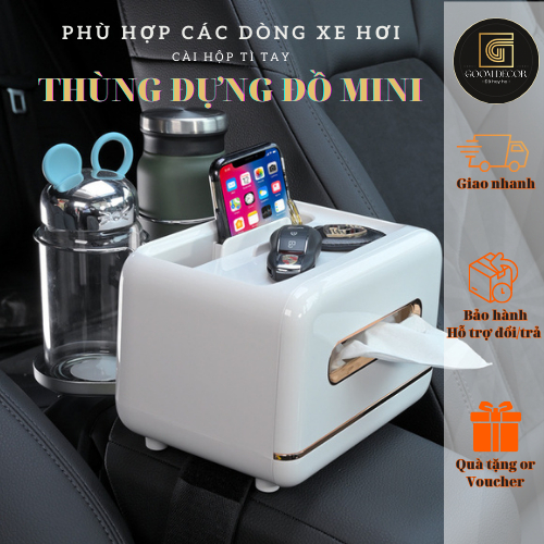 Hộp đựng đồ ô tô Đa Năng Tiện Lợi cài bệ tì tay xe hơi