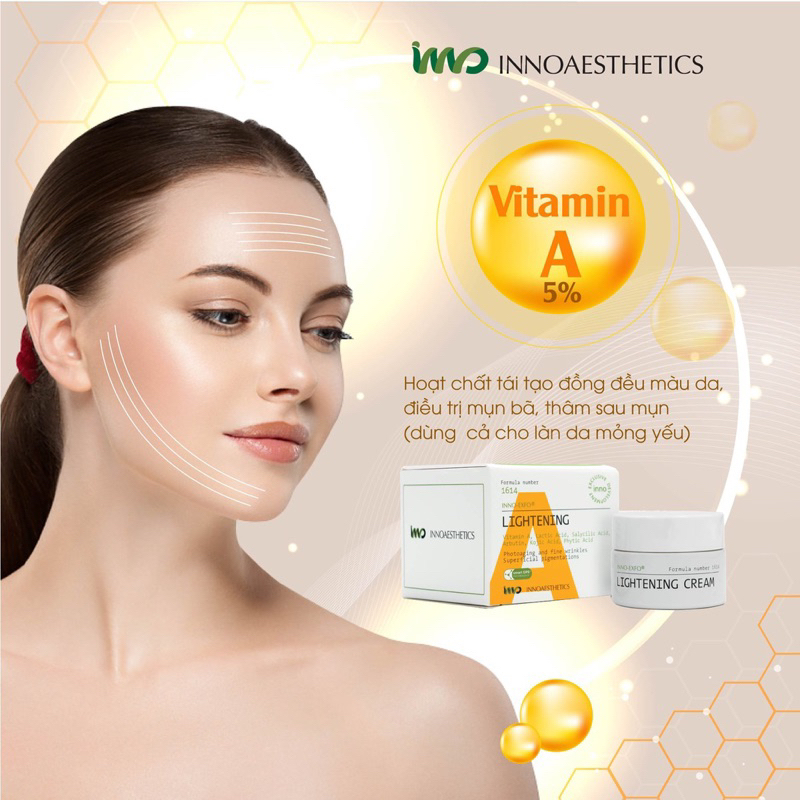 Kem Peel Vitamin A 5% Innoaesthetics Inno Lightening tái tạo đều màu da giảm mụn thâm.