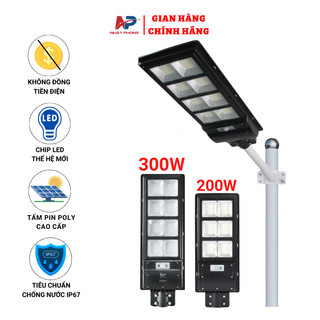  Đèn năng lượng mặt trời liền thể đơn 200W,300W Nhật Phong solar có cảm biến chuyển động,điều khiển từ xa,BH 2 năm 