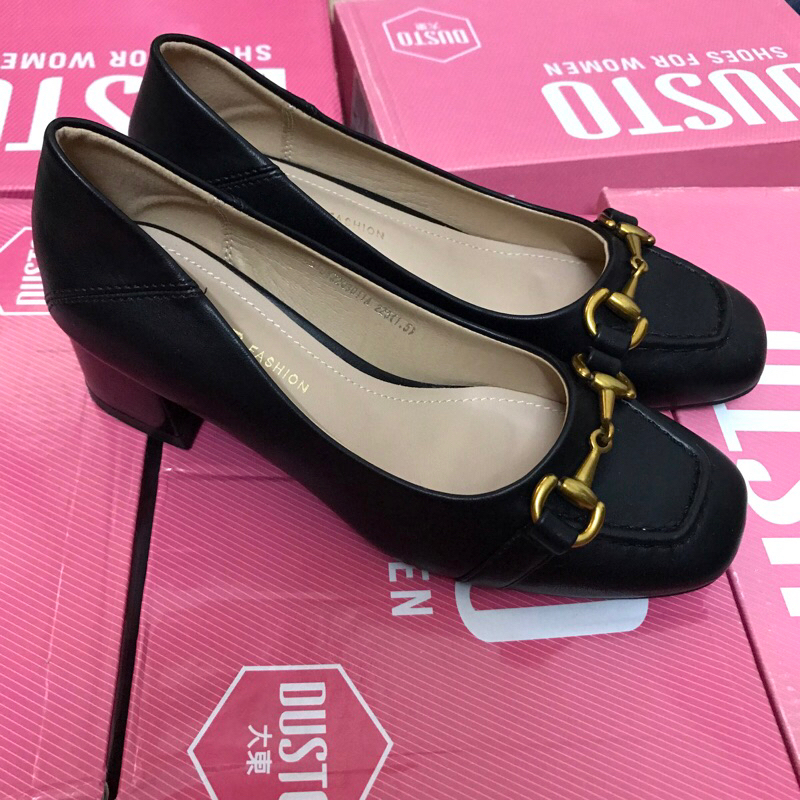 Giày cao gót Dusto gót vuông đính nơ