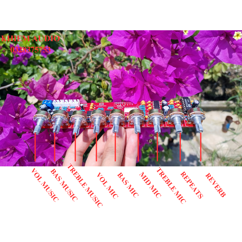 Mạch karaoke control 9 nút,11 nút nguồn đơn, reverb siêu hay  bản V4 2023