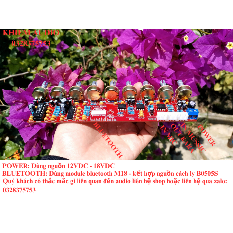 Mạch karaoke control 9 nút,11 nút nguồn đơn, reverb siêu hay  bản V4 2023