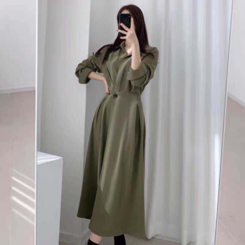 Đầm sơ mi thắt eo chéo siêu che bụng hách dáng